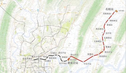 重庆建一条地铁线二期工程,长约32.8公里,设15站,促进