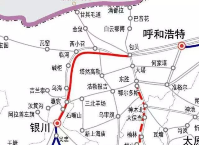 包头至银川高速铁路,简称包银高铁,它是国家规划的"八纵八横"高速铁路