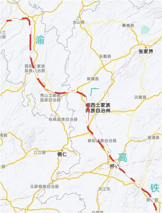 而是应该借道黔张常铁路,黔张常铁路的设计时速虽然只有200km/h,但是