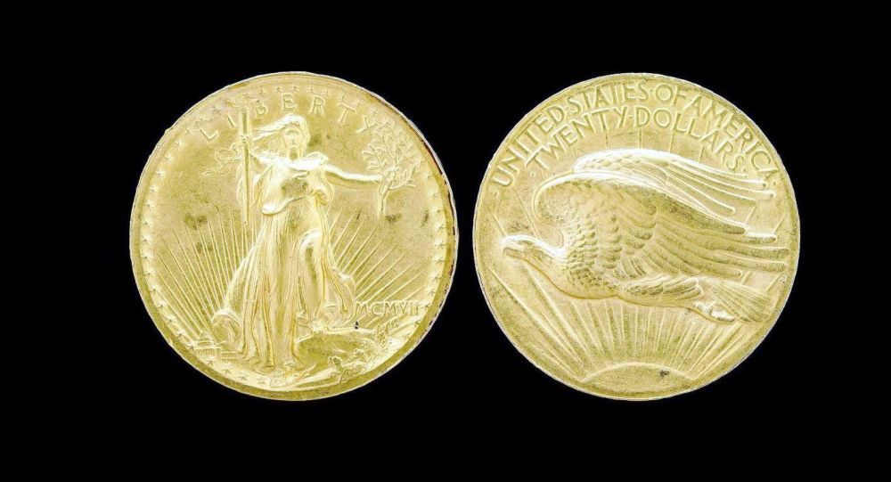 美国在1933年铸造的一枚20美元面值的双鹰金币(double eagle)周二在