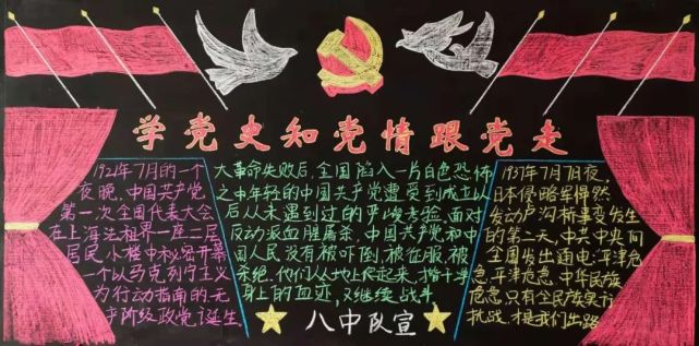 黑板报,不仅为营区政治环境增添了生机和活力,展现了指战员"学党史,感