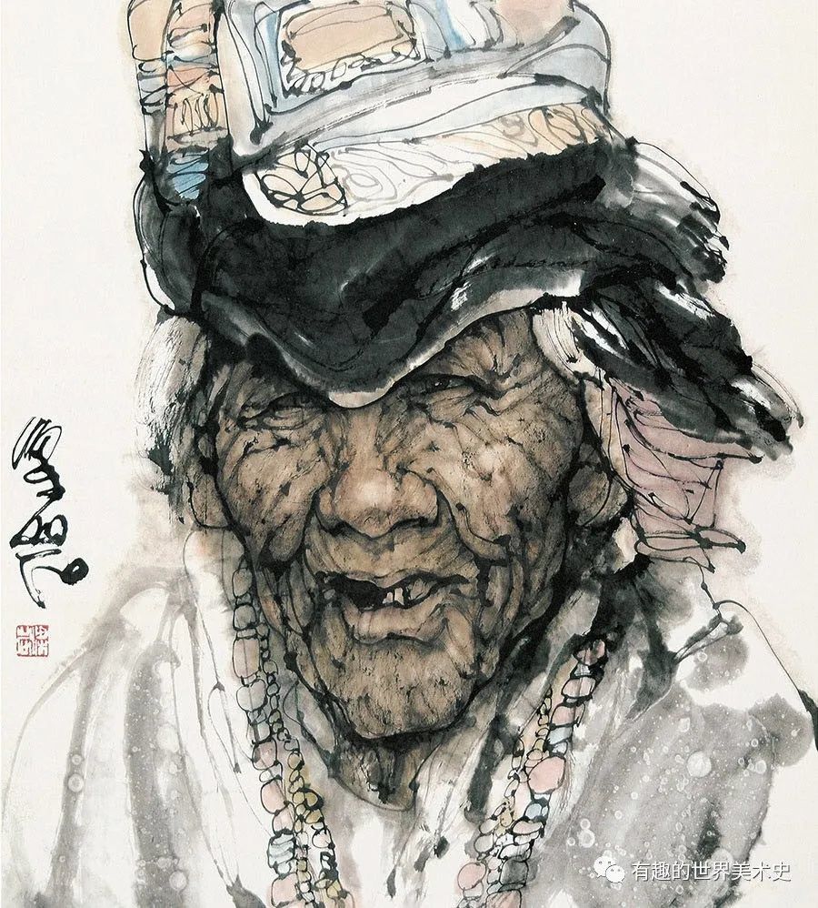 梁岩水墨人物画欣赏