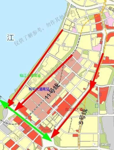 复兴路南延后,可以与新武金堤路,白沙洲大道,和平大道南延线相通