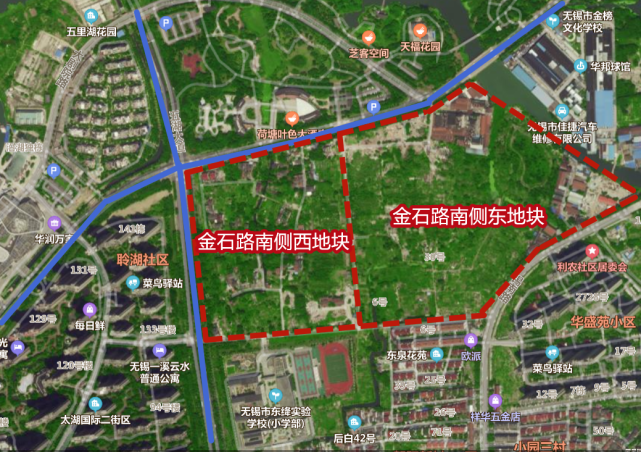 地块区位:五湖大道以东,规划道路以北,金石路以南,锡南路以西(东,西