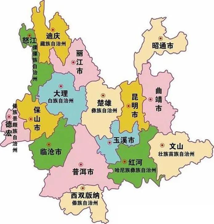 云南省地图(图片来自网络)