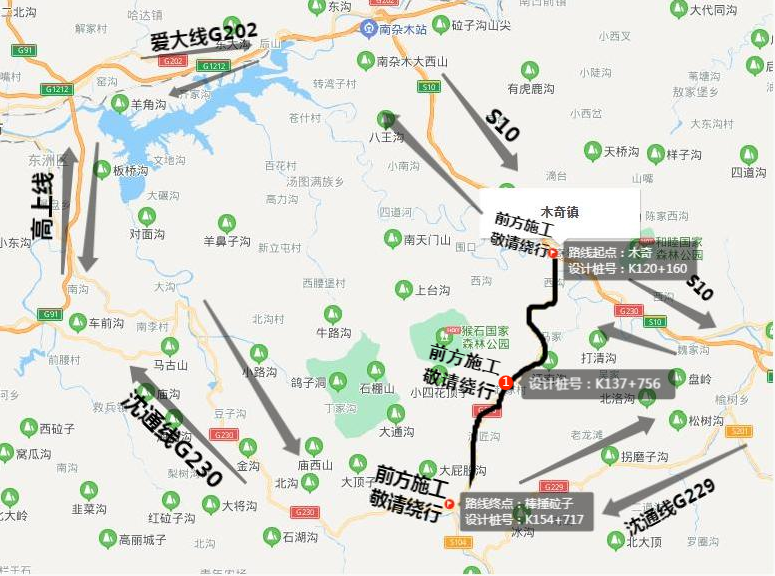 封闭方式:全幅封闭 绕行路线:过往车辆可沿s10省道,沈通线g229,沈通线