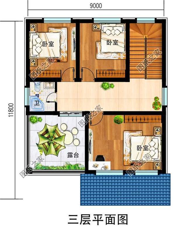 小面宽三层别墅设计图,小面宽这样建太美了,宅基地小的就建吧