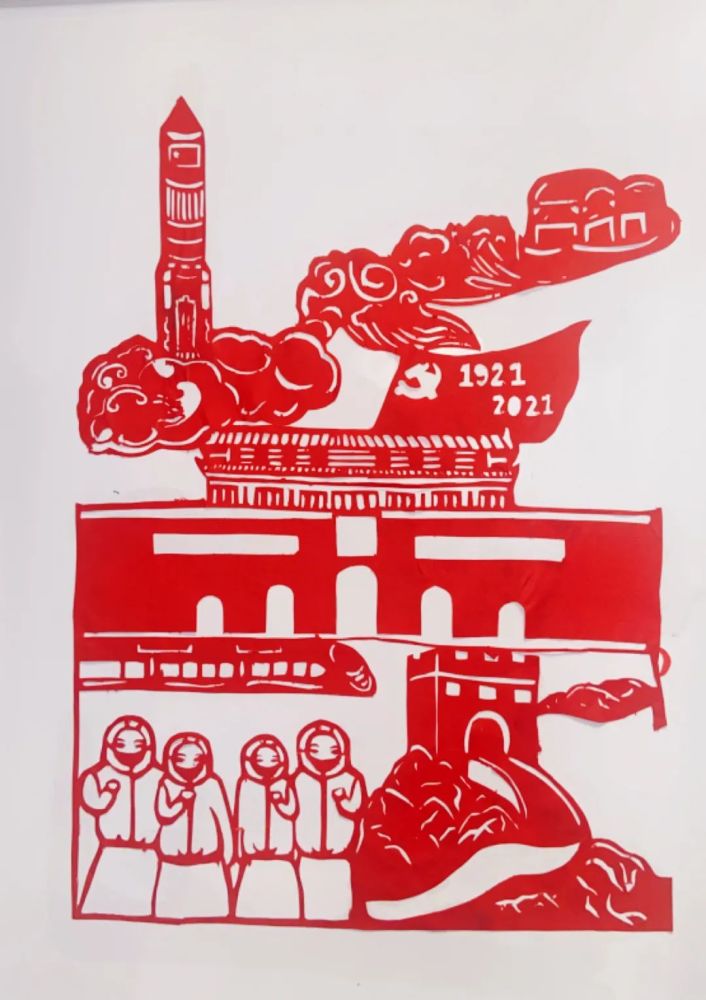 美术作品中的党史|福建传统剪纸作品献礼建党百年