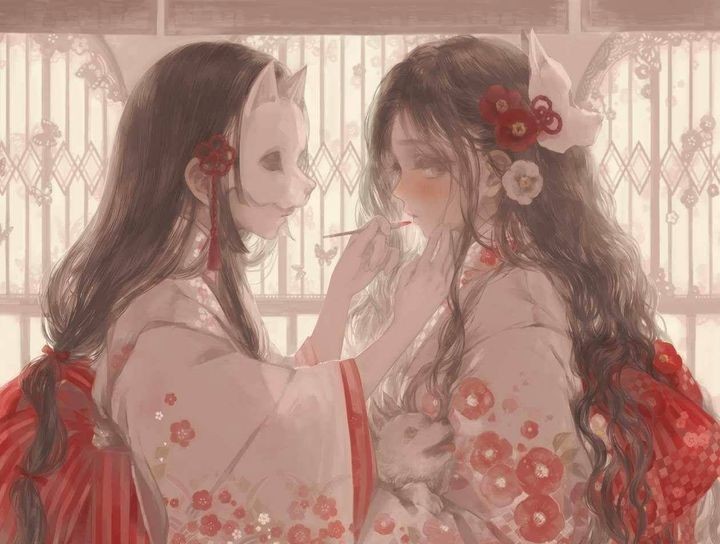 "一组神秘浪漫的戴面具动漫头像"