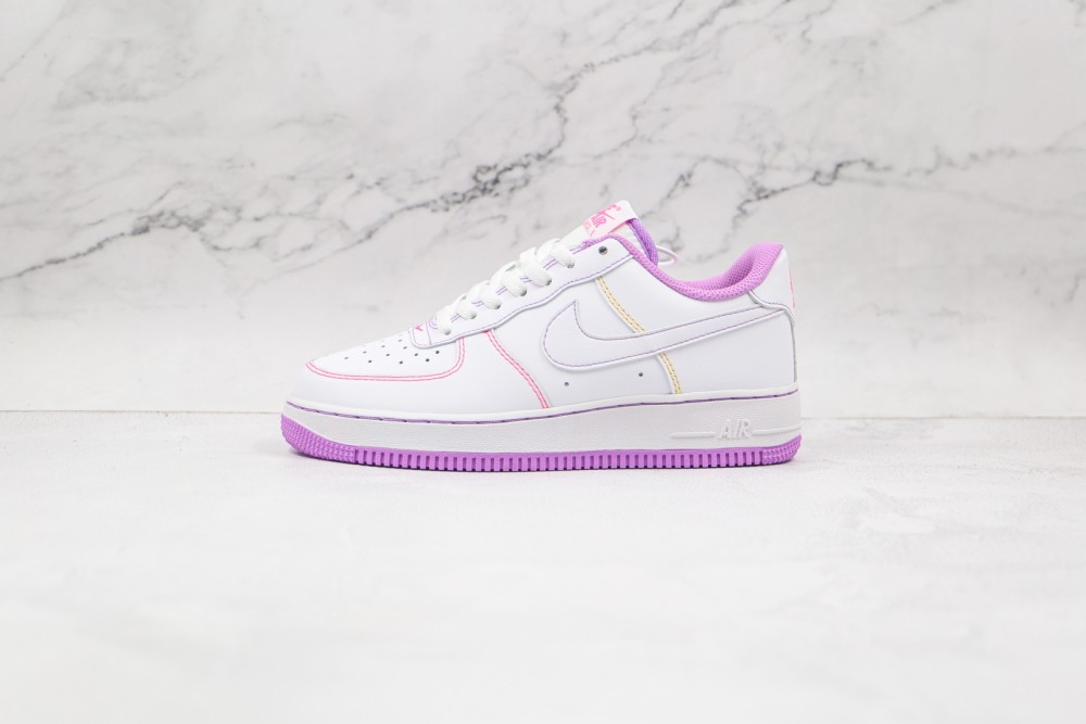 耐克nike air force 1空军一号低帮板鞋af1白紫缝线