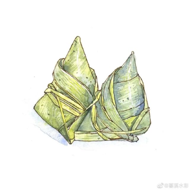 水彩|特辑 粽子 端午节吃粽子啊 端午安康 附线稿