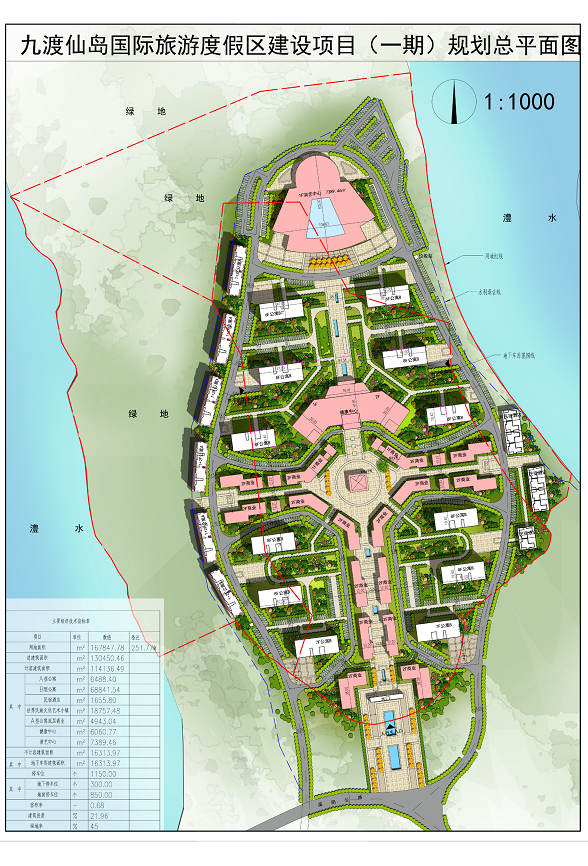 规划公示图一:张家界九渡仙岛国际旅游度假区建设项目总平面图