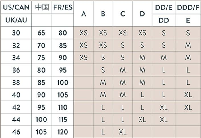 哺乳内衣尺码_哺乳内衣尺码对照表