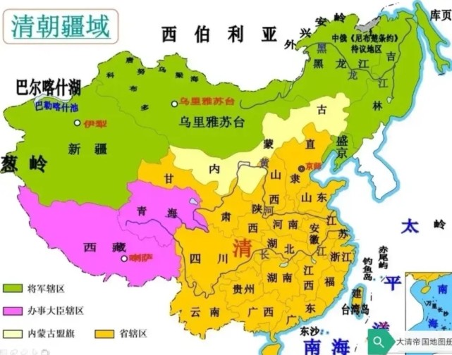 而清朝也奠定如今中国的版图,虽然在近代史中,清朝被割让了许多领土