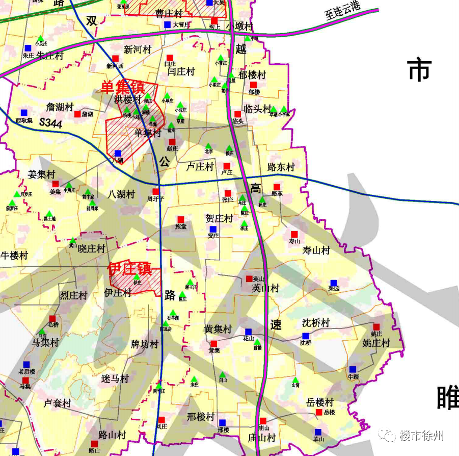 根据《铜山区镇村布局规划(2021版)》,规划建设的徐州东部绕越高速