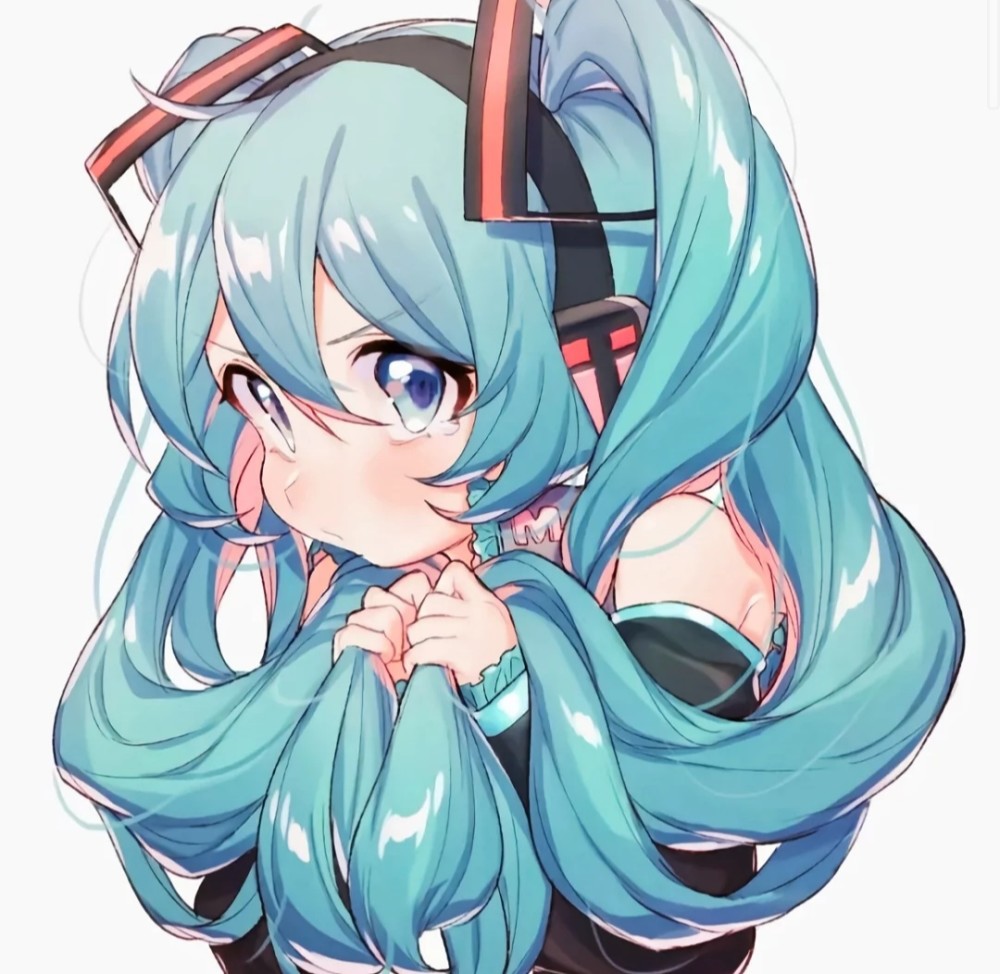 动漫女头一组蓝色系的初音未来头像