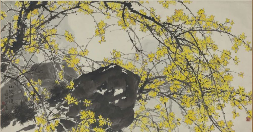 《山花烂漫》 孙其峰,霍春阳合作 92.6cm×177.8cm 1977年 中国画