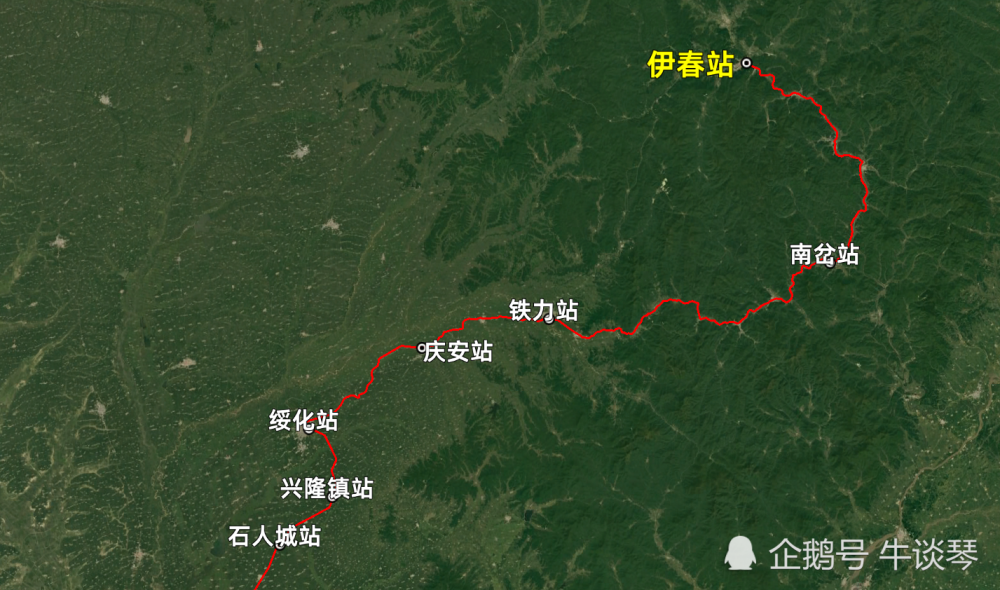 k7128次列车运行线路图:黑龙江省内伊春开往哈尔滨,全程467公里