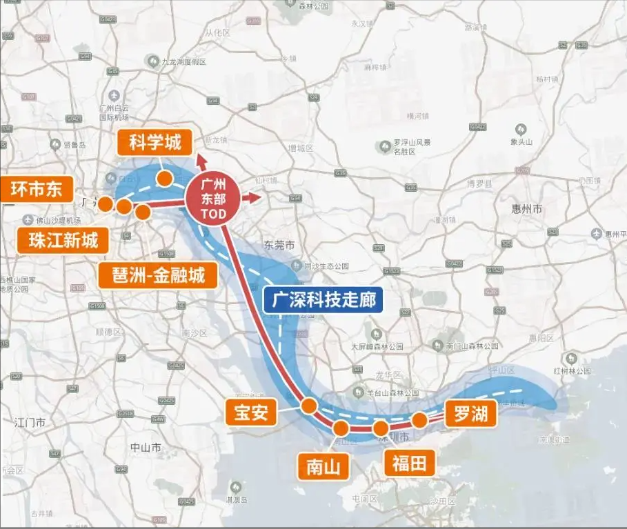 在交通方面,它既是广深科技走廊上的重要节点,也是广州东进战略发展轴
