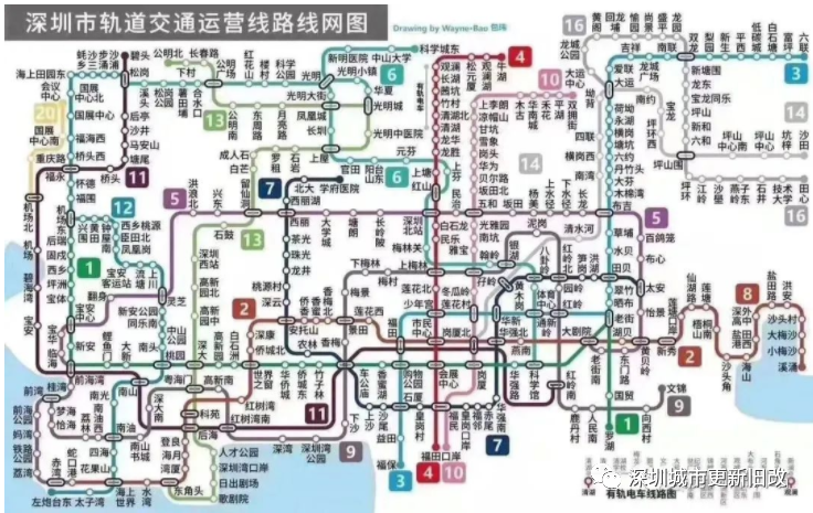 深圳地铁线路图(最详细,1-33号线),附高铁与城际线路图,持续更新