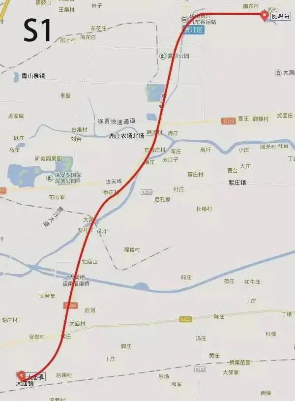 线路起自1,2号线换乘站大庙,沿徐贾快速通道-贾柳线(x303)—g206(泉城