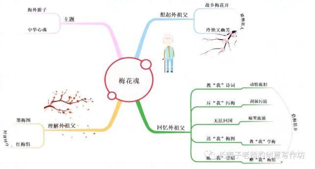 课文4《梅花魂:课文通过描写一位身在异国他乡的老华侨对梅花的