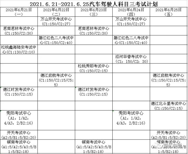 2021年10月25日图片,2021年1月25日图片 2021年6月21日-2021年6月25日汽车驾驶人考试场次安排