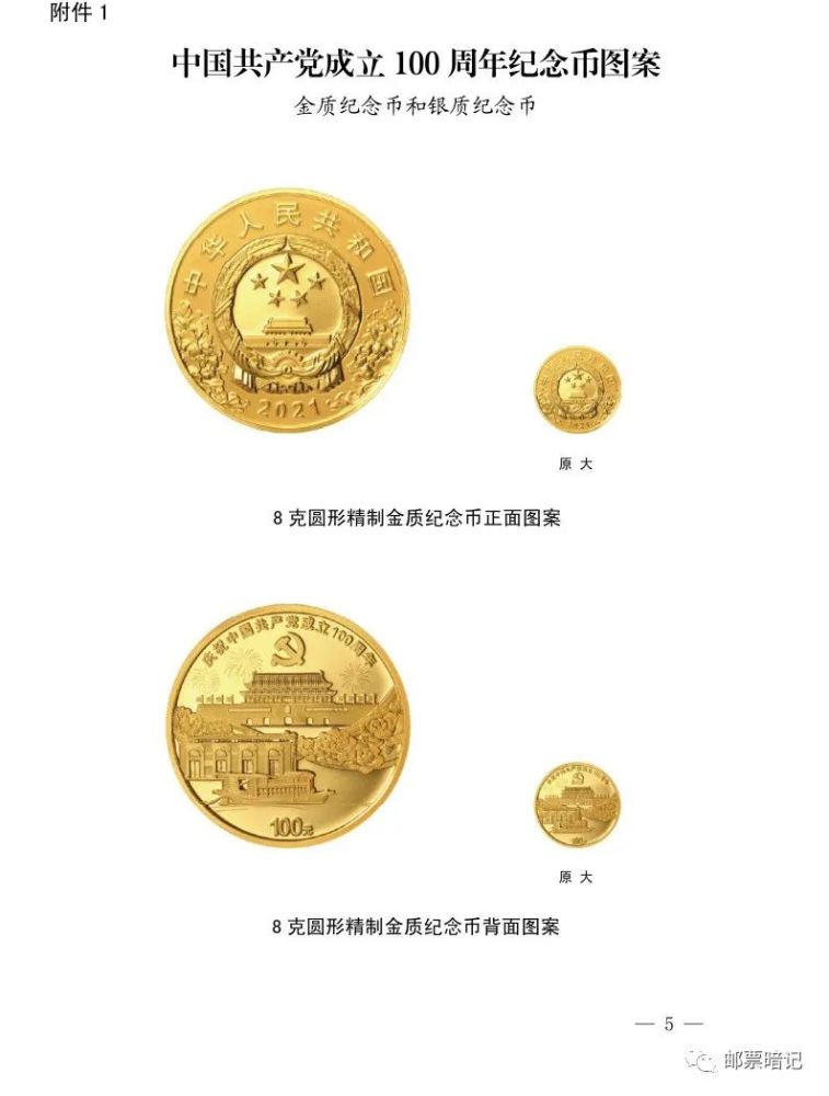 中国共产党成立 100 周年纪念币图案