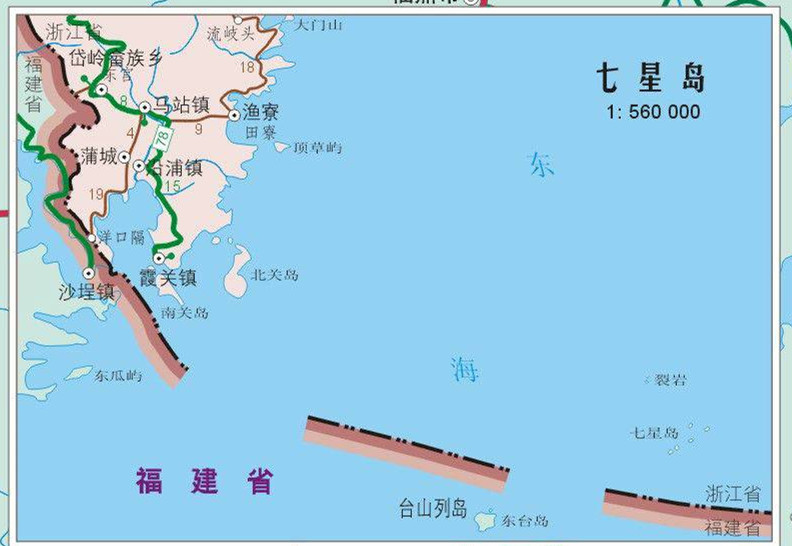 七星列岛位于苍南县霞关镇东偏南约40公里处,福鼎市沙埕镇东偏南约44