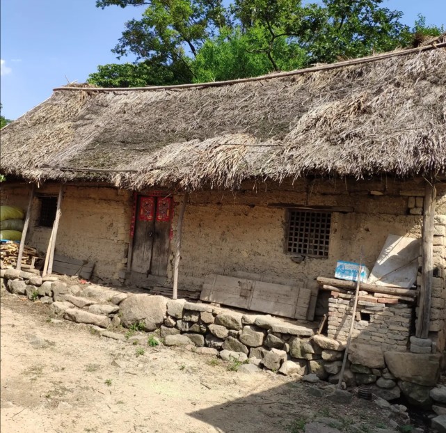 农村60后童年居住过的土墙茅草屋已成现在富人眼中的一道风景