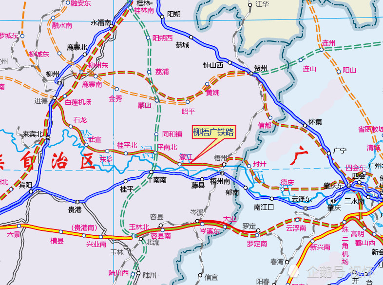 柳广铁路:去年柳广铁路被整体纳入大湾区规划中,目前柳州至梧州段的