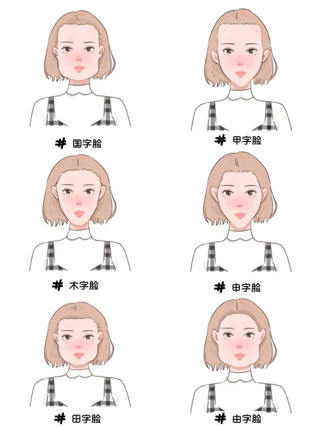 脸型大致分了 六个类型, 甲,由,申,国,田和木字型,基本就囊括了所有