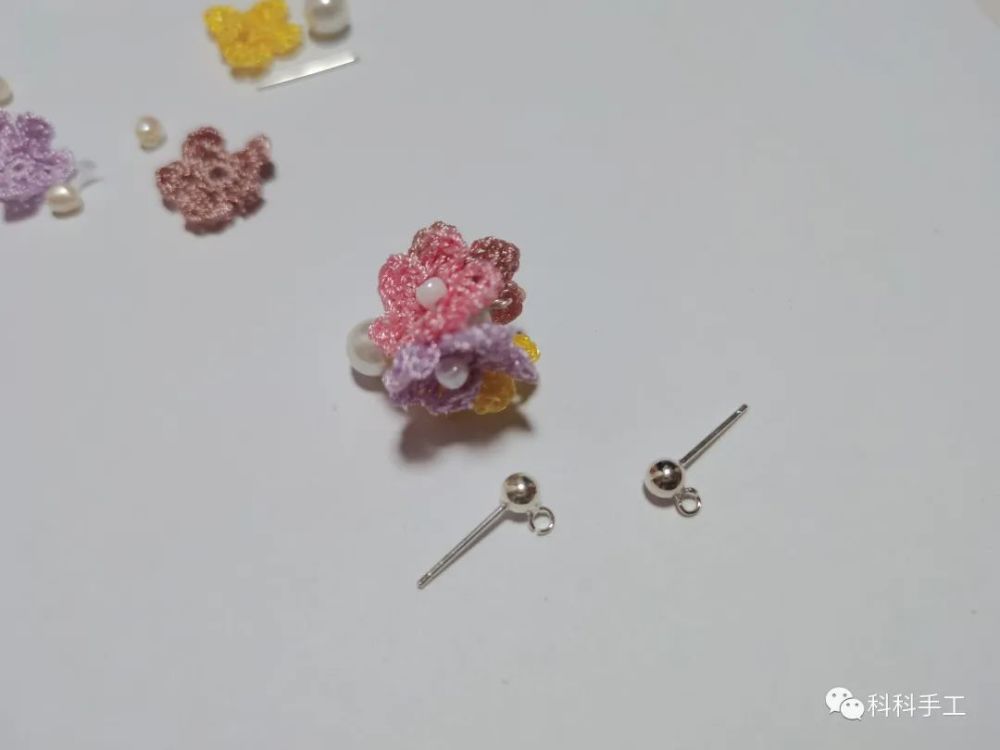 钩针教程|微钩小花耳钉