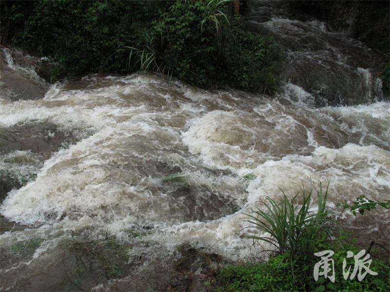 周日,我冒雨在溪口镇的锦溪村考察,遇见罕见的山洪暴发的景象.