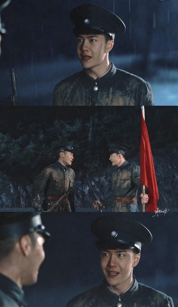 王一博军装造型和回眸一笑