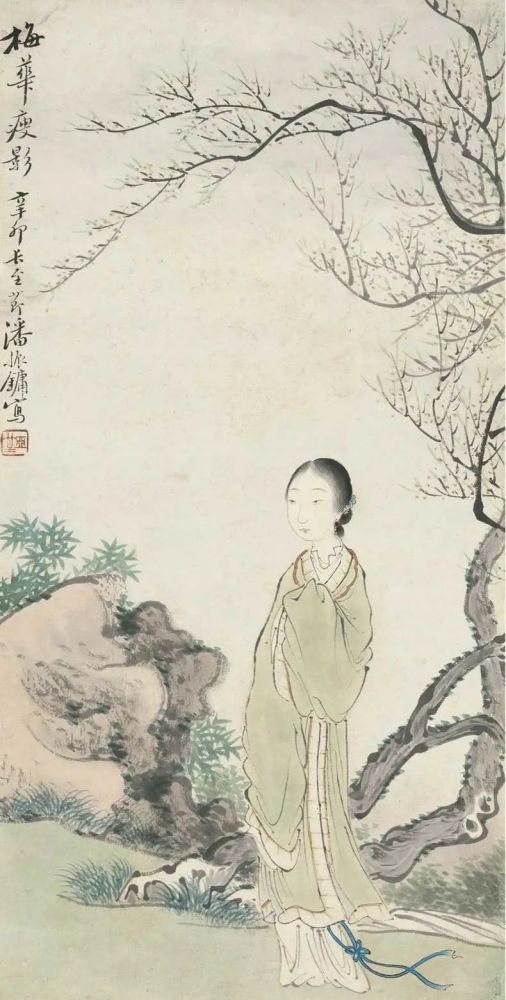 清代画家 潘振镛的工笔画仕女画