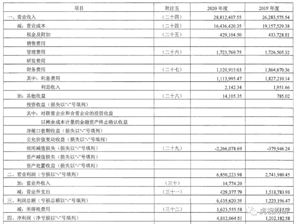 我们首先来看这家公司的利润表