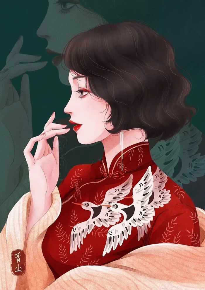 古风 插画古风旗袍女 古风女生壁纸