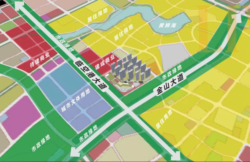 示意图项目西接临空港大道,被称为武汉第三条"千亿产业大道",串联