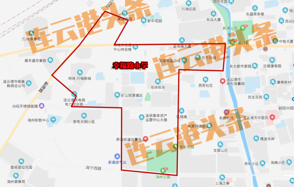 盛世豪庭小区以东,幸福路以西,原陇海铁路与浦西街道办事处交界处以南