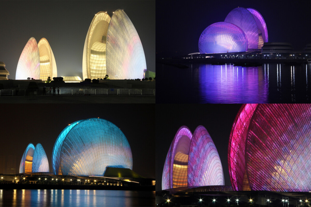 珠海耗资10亿的岛上剧院,夜景惊艳,成为当之无愧的"城市门面"