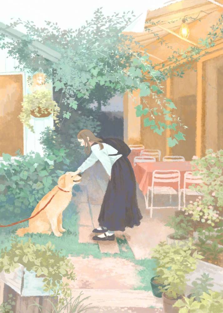 头像,背景图:治愈系插画少女