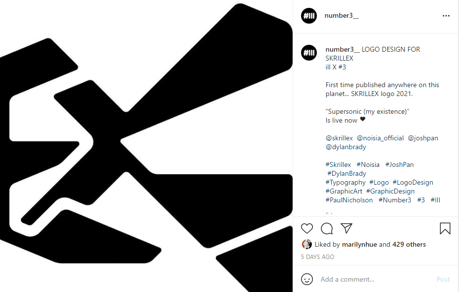 图片来自instagram  图片版权属于原主 skrillex新的logo出自著名