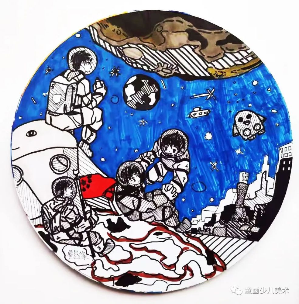 童画孩子以画献礼,致敬中国航天!