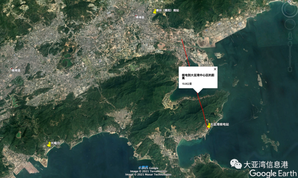 大亚湾核电站距离大亚湾以及深圳,惠州,香港都有多远!