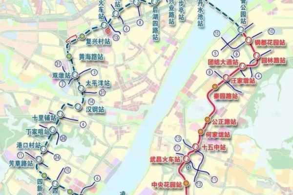 武汉地铁16号线连接了汉南纱帽,军山与武汉主城区,线路途经武汉炯济