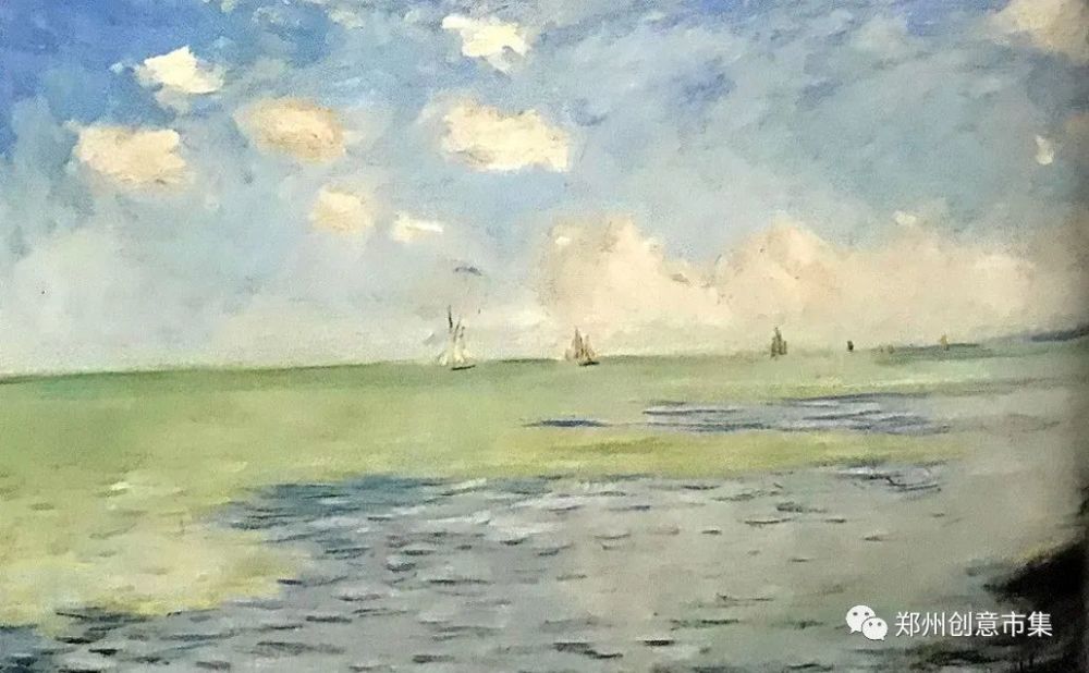 莫奈油画风景艺术作品《普威尔的海景》