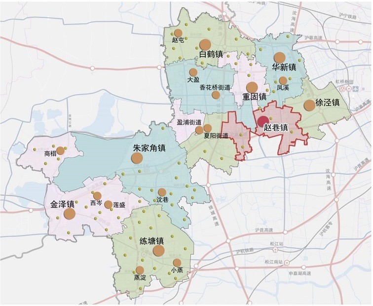 最新上海市青浦区赵巷镇总体规划和土地利用规划含近期重点建设区域和