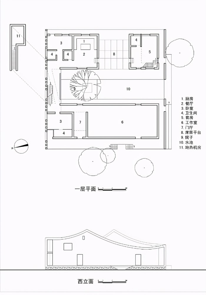 和谐自然的一派禅境,王澍设计的"三合宅"