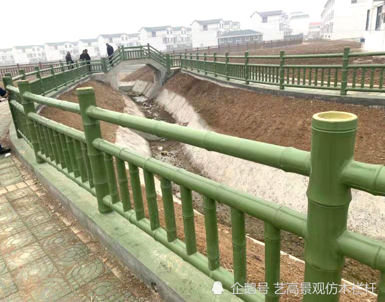 市政河道仿石栏杆,河岸仿竹节护栏篱笆